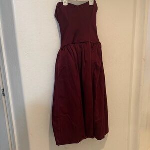 Oh Polly Strapless Wine Dress